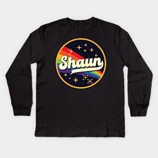 Shaun // Rainbow In Space Vintage Style Kids Long Sleeve T-Shirt